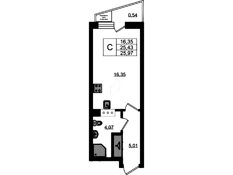 Квартира студия 25.97 м², 10/11 эт., ЖК «VEREN NORT Сертолово»